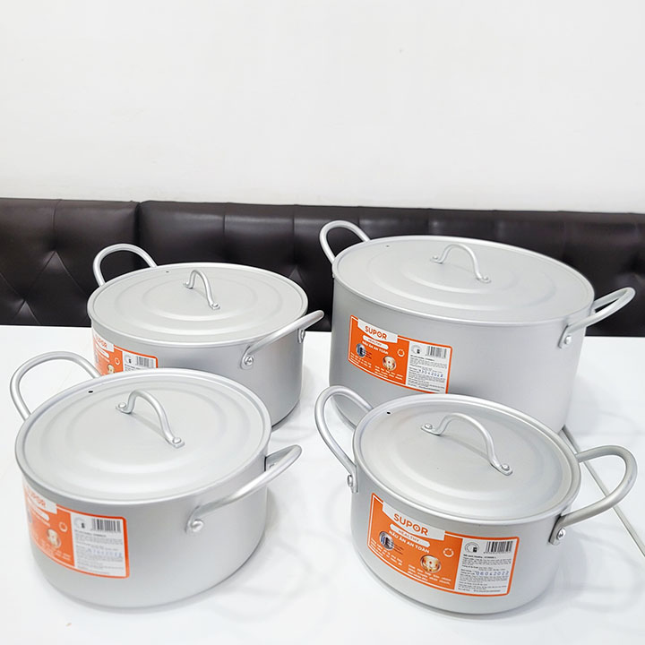 Bộ Nồi Nhôm Anodized Supor 4 Cái từ 18cm - 28cm Cao Cấp