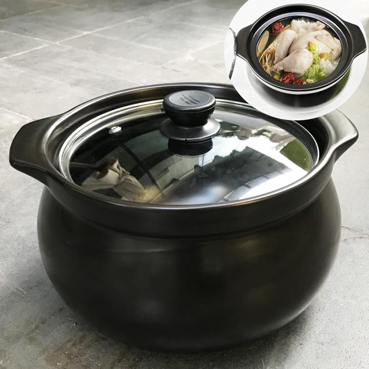 Nồi đất hầm thịt, gà thuốc bắc 4 lít (Đen)