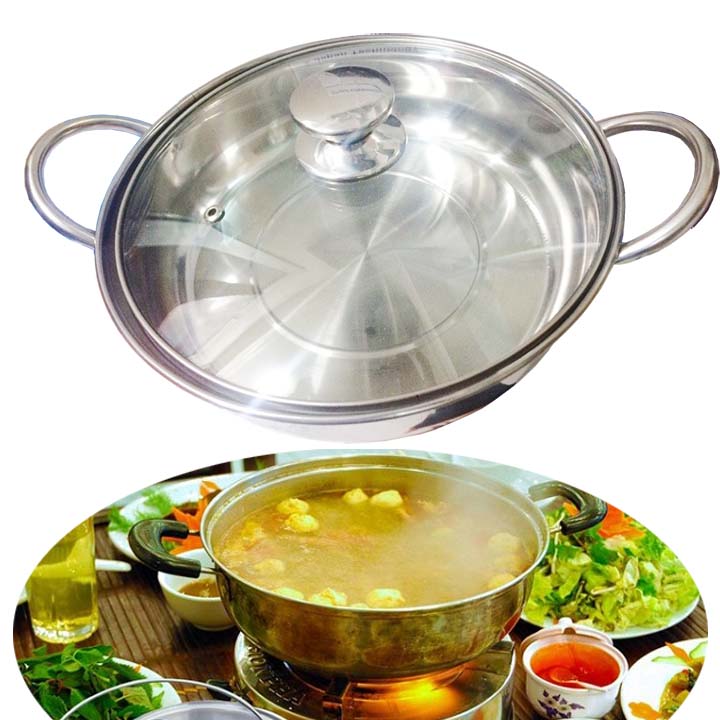 Nồi Lẩu 26Cm Inox 430 Nắp Kính Thaphafac